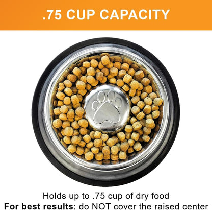 Neater Pet Brands Stainless Steel Slow Feed Dog Bowl for Fast Eating Large Breed, Metal Slow Feeder Dog Bowl Fits in Large Neater Feeders, for Puppy or Dogs (>40 lbs), 3 Cup Food Capacity
