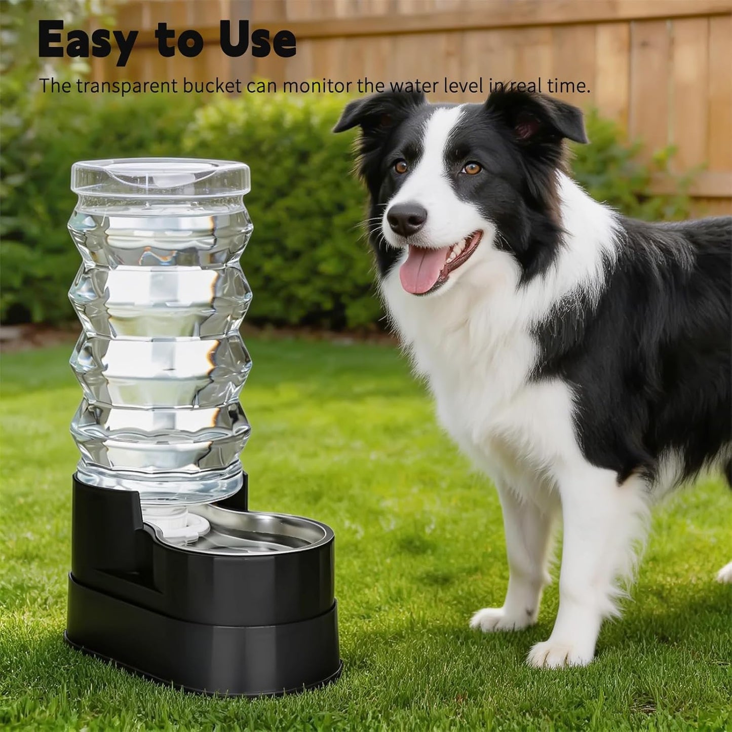 RIZZARI 8L Elevated Pet Water Dispenser – Stainless Steel Gravity Waterer with Auto-Refill Design for Medium and Large Dogs & Senior Pets -Comfortable Drinking Height for Living Rooms,Multi-Pet Homes