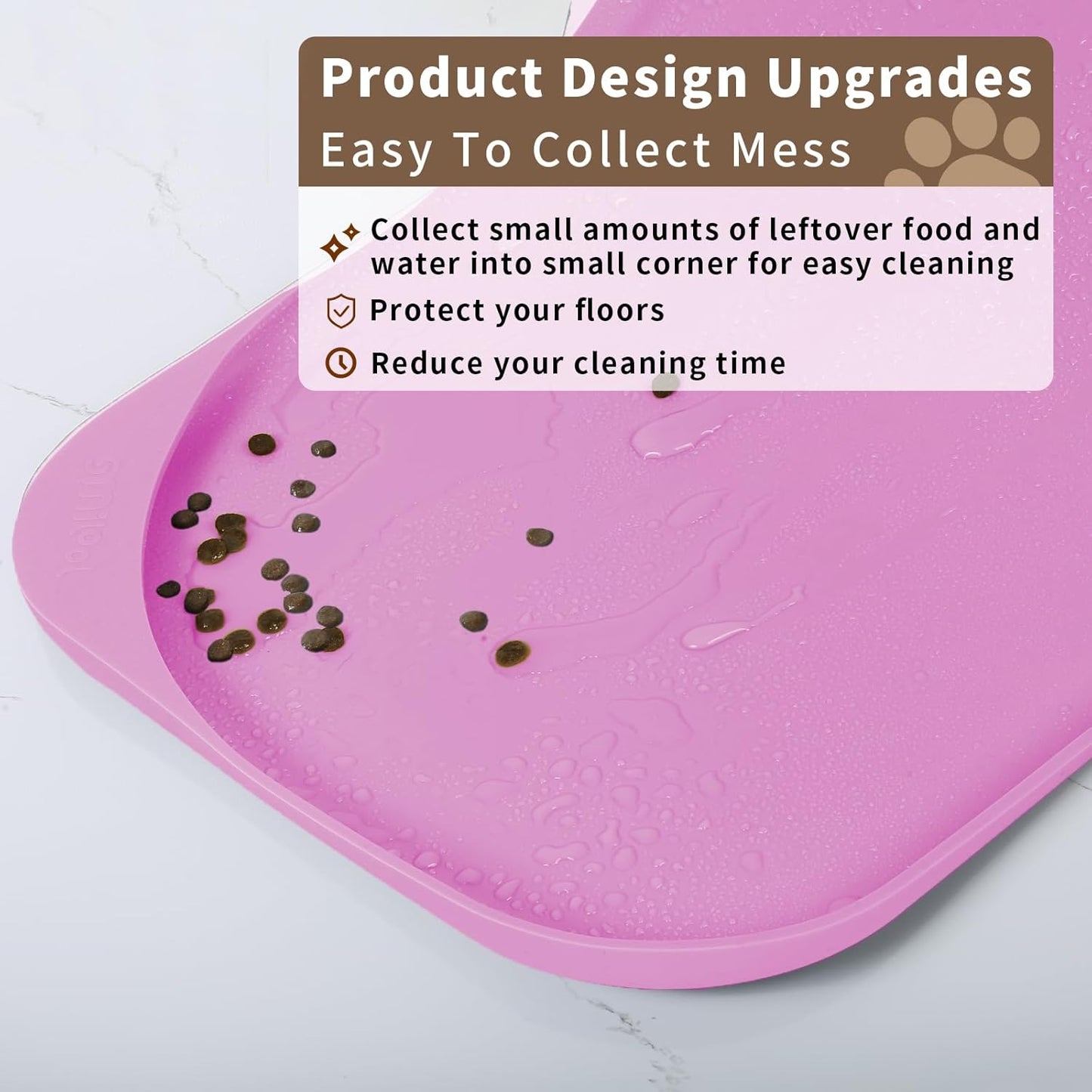 Smilool Silicone Pet Food Mat with Raised Edge for Food and Water Bowl, Dog Feeding Mats, Cat Food Trays for Floor Waterproof, Rubber Tray for Dogs and Cats, 19 x 12 x 0.7 Dark Brown