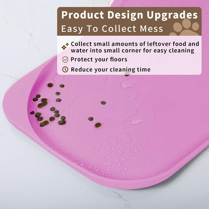 Smilool Silicone Pet Food Mat with Raised Edge for Food and Water Bowl, Dog Feeding Mats, Cat Food Trays for Floor Waterproof, Rubber Tray for Dogs and Cats, 19 x 12 x 0.7 Dark Brown