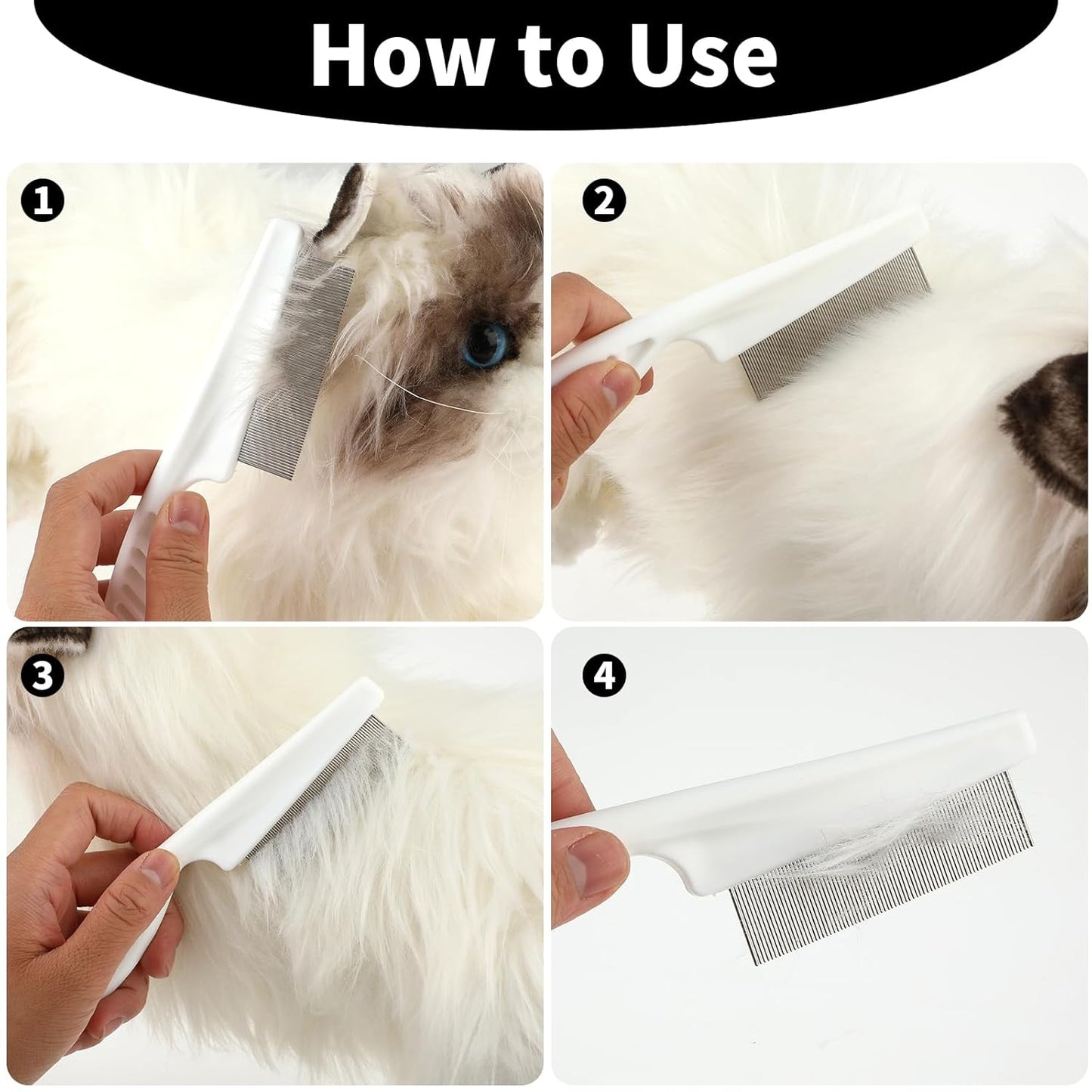 TIESOME Pet Hair Comb Tear Stain Removal,2 Pack Multifunctional Pets Grooming Comb Kit 2 in 1 Dog Combs Stainless Grooming Massage Dual-Sided Comb for Knots Crust Floating Hair Tangle Fleas(Pink)