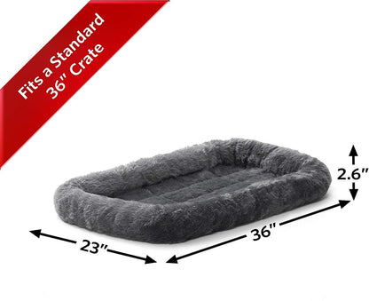 MidWest Homes for Pets QuietTime Dog Bed - White Fleece Bolster, Ultra-Soft and Machine Washable, Fits 24-Inch Crates and Carriers, for Small Breed Dogs