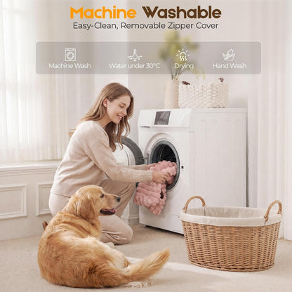 Orthopedic Dog Bed for Large Dog, Waterproof Pet Bed,Non-Slip Bottom and Egg-Crate Foam with Removable Washable Cover Crate Bed,Cream,36"x27"x3"