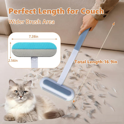 Tiiyee Pet Hair Remover for Furniture, 17in Dog and Cat Hair Removal Brush 4 in 1 Reusable Washable Lint Cleaner with Long Handle Cleaning for Couch, Carpet, Clothes & Bedding Car Seats Window Tile