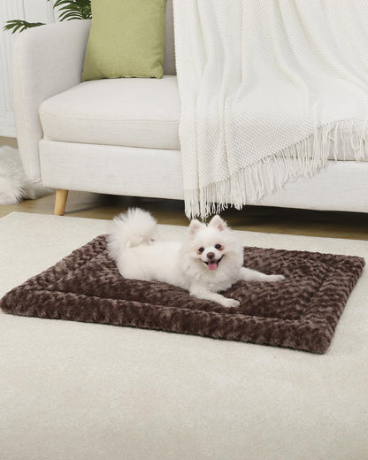 Washable Dog Bed Mat Ultra Soft Dog Crate Pad Comfy Fluffy Pet Kennel Beds Sleeping Mattress for Large Jumbo Medium Small Dogs, 36 x 23 Inch, Gray