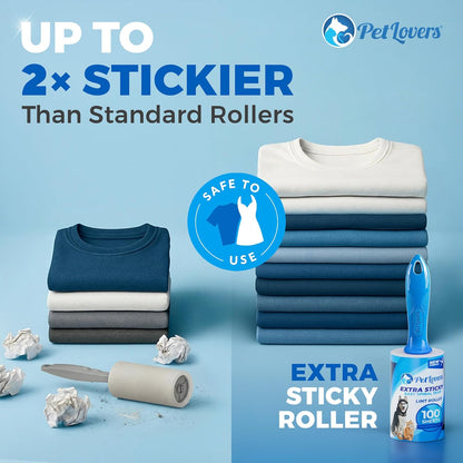 PetLovers Extra Sticky Lint Roller Mega Value Set 600 Sheets for Pet Hair Removal, Dog and Cat Lint Remover 6 Pack