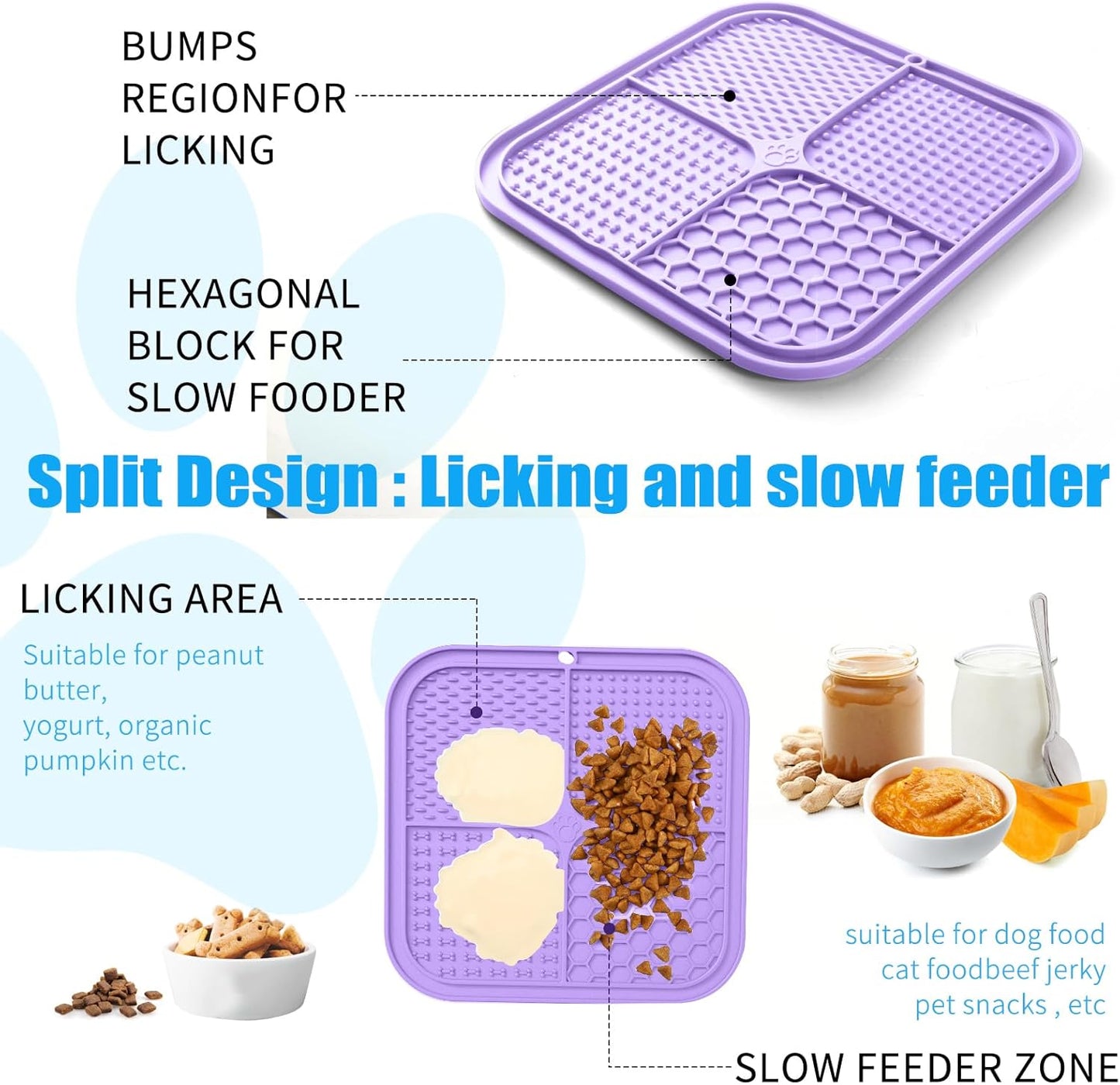 Honomastry Lick Mat for Dogs, Premium Lick Pad with Suction Cups for Dog Anxiety Relief, Slow Feeder Dog Bowls, Bathing, Grooming and Training.