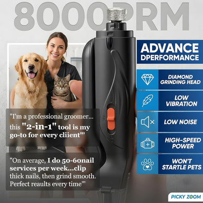 2-in-1 Dog & Cat Nail Clippers and Grinder with Light – Upgraded Safety Guard to Avoid Overcutting, Sharp Blade, Painless Quiet Pet Nail Claw Trimmers, Professional Grooming Tool for Large Small Pets
