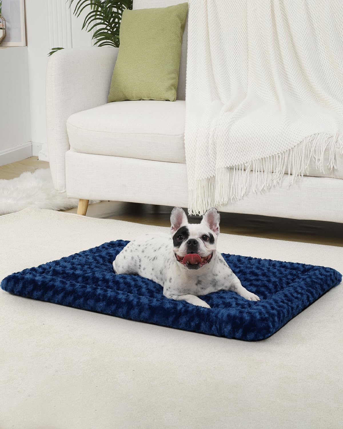 Washable Dog Bed Mat Ultra Soft Dog Crate Pad Comfy Fluffy Pet Kennel Beds Sleeping Mattress for Large Jumbo Medium Small Dogs, 36 x 23 Inch, Gray