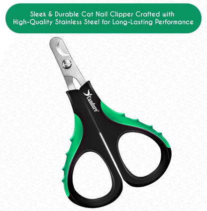 Candure Dog Nail Clippers Professional Pet Nail Clipper Suitable for Cats, Rabbits and Guinea Pigs - Safety Lock/Protective Guard to Avoid Over Cutting (Green, Medium to Small)