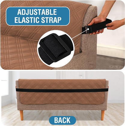 H.VERSAILTEX 100% Waterproof Slipcovers for Couches and Sofas Modern Pet Couch Cover Thick Soft Furniture Protector with Elastic Straps(Sofa, Lily Pad/Beige)