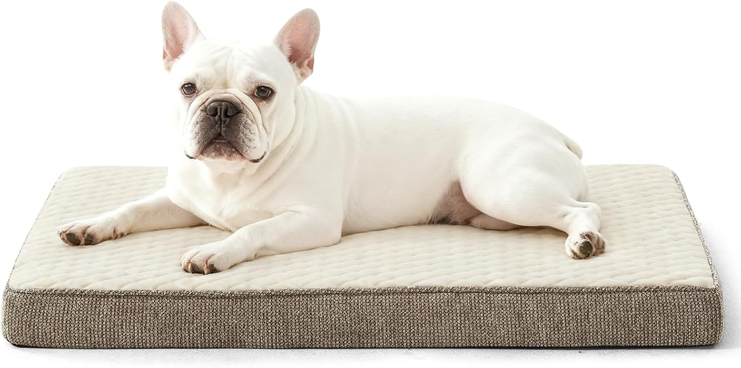JOEJOY XL Dog Beds Large Sized Dog, Orthopedic Big Dogs Crate Bed with Washable Removable Cover, Extra Thick Egg-Crate Memory Foam Pet Beds up to 80 lbs, Grey, 41"x27"