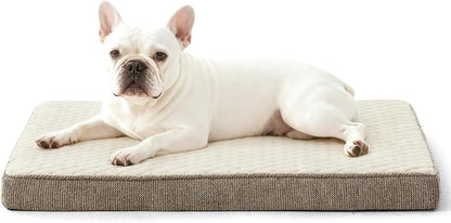 JOEJOY XL Dog Beds Large Sized Dog, Orthopedic Big Dogs Crate Bed with Washable Removable Cover, Extra Thick Egg-Crate Memory Foam Pet Beds up to 80 lbs, Grey, 41"x27"