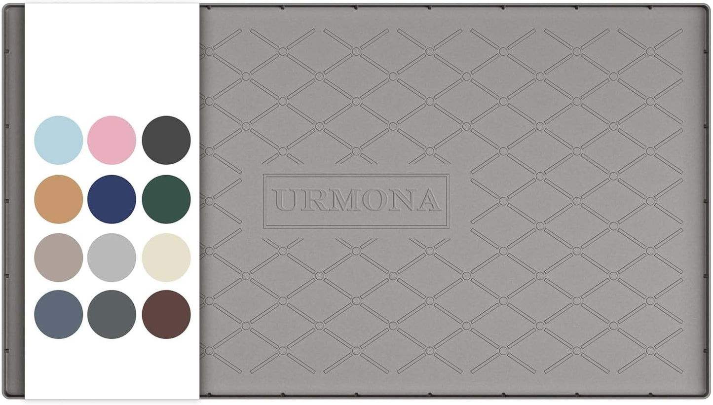 URMONA Under Sink Mat for Kitchen Waterproof, 34" x 22" Silicone Under Sink Mat for Shelf Liner Organizer, Cabinet Sink Protector Under Sink Liner for Bottom Kitchen, Bathroom(Light Grey)