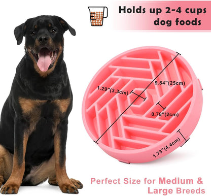 TOBYTO Slow Feeder Dog Bowls Large Medium Breed,Anti-Choking Slow Eating Dog Food Bowl,Non Slip Pet Slower Food Feeding Bowls Large Puzzle Slow Feeder Bloat Stop Maze Dog Dishes,Black