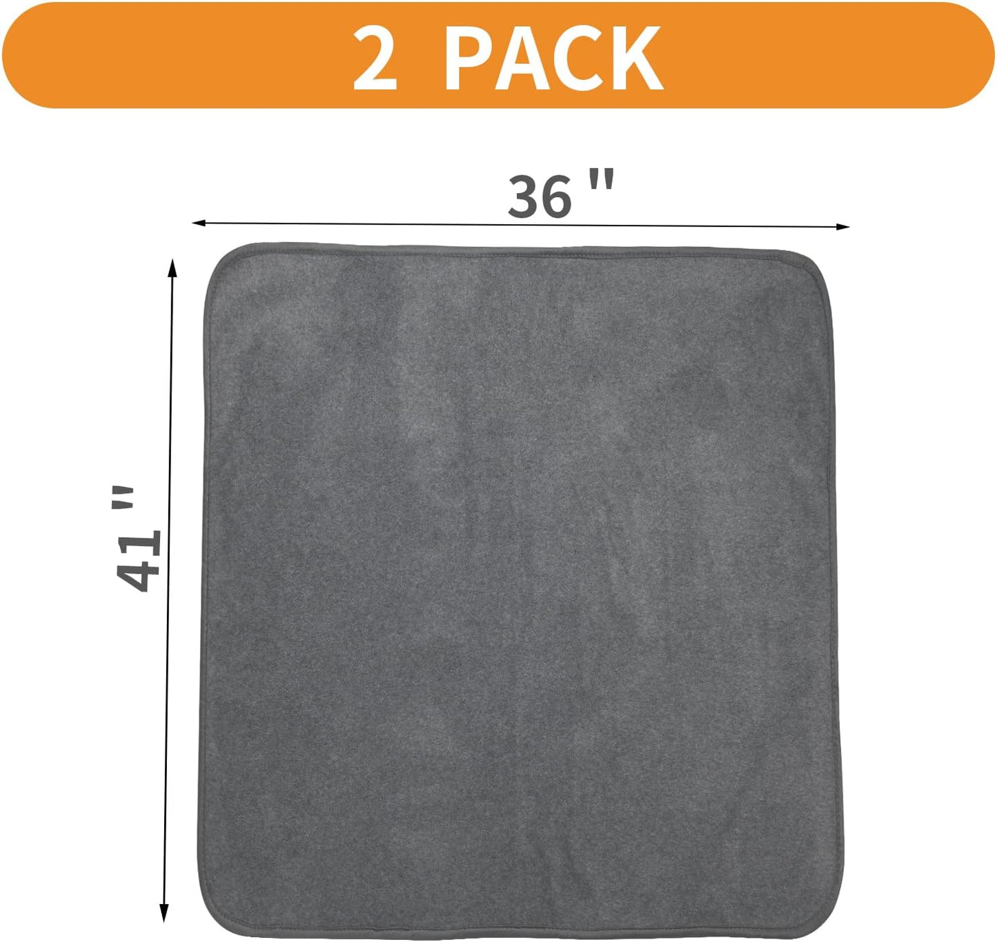 LOOBANI 2 Packs Extra Large Reusable Dog Mat for Floor, Non-Slip Washable Pee Pads for Dogs, Fast Absorbent Pet Whelping Pads, Puppy Playpen Mat for Incontinence, Housebreak, Crate (36"x48"-Gray)