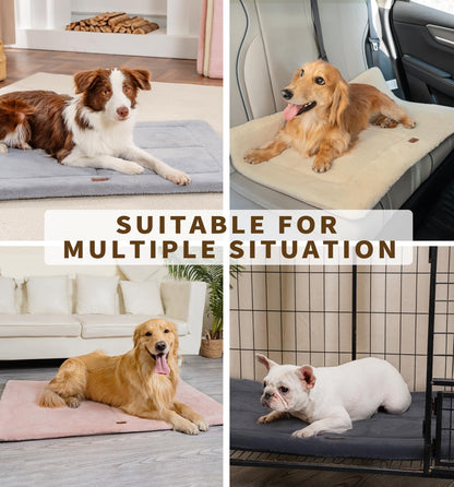 Made4Pets Dog Crate Pad Bed for Medium Large Dogs, Washable & Reversible, Anti-Slip Kennel Mat for Cozy Sleeping, Soft Fluffy Dog Bed for Indoor & Outdoor Use, 35"x23", Gray