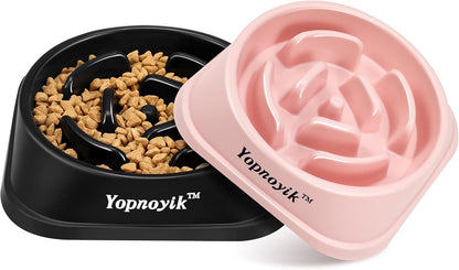 2 Pack Slow Feeder Dog Bowls for Healthy Eating, Non-Slip and Anti-Choking Design, Reduces Bloating & Overeating for Medium Dogs and Cats, Easy to Clean