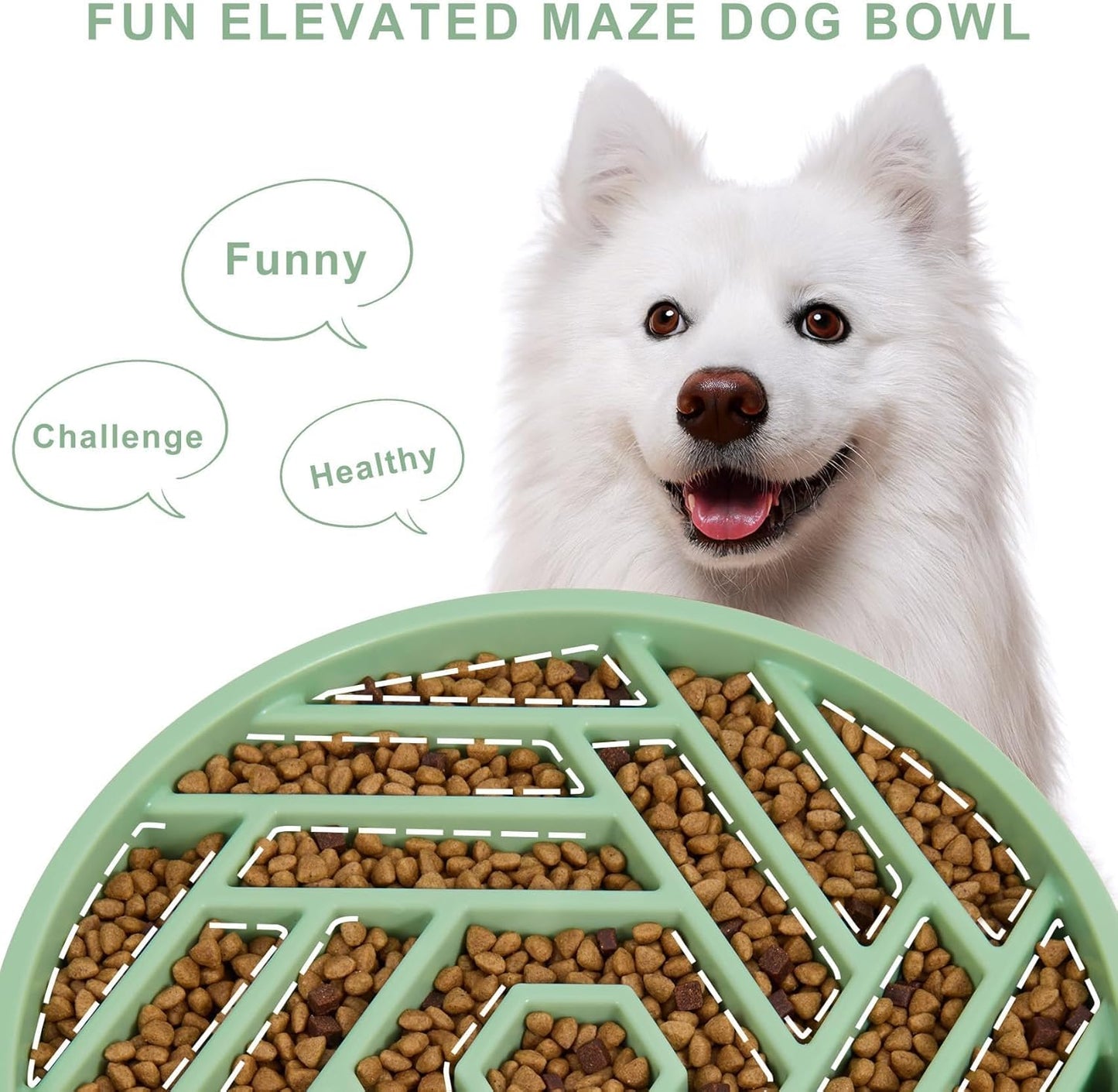TOBYTO Slow Feeder Dog Bowls Large Medium Breed,Anti-Choking Slow Eating Dog Food Bowl,Non Slip Pet Slower Food Feeding Bowls Large Puzzle Slow Feeder Bloat Stop Maze Dog Dishes,Black
