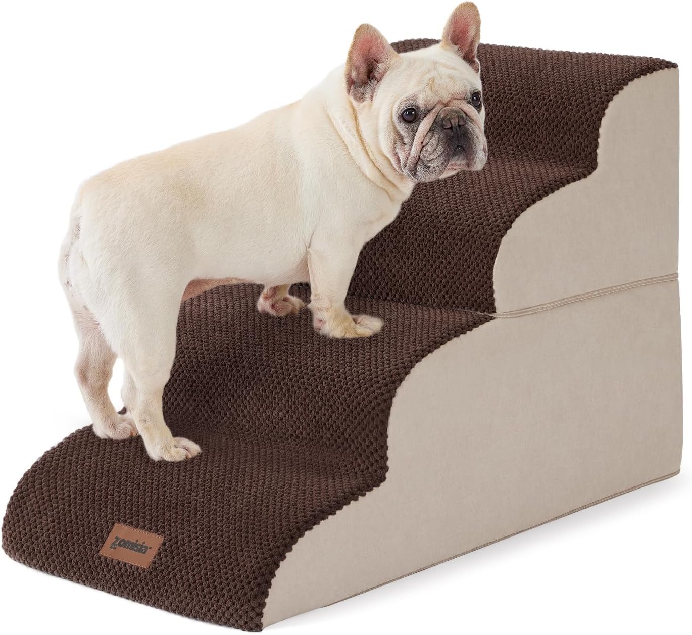 ZOMISIA Dog Stairs Ramp for High Beds Up to 25" - 5 Step Pet Stairs for Small to Large Dogs, 35D Foam Dog Steps for Couch with Non-Slip Bottom Grey