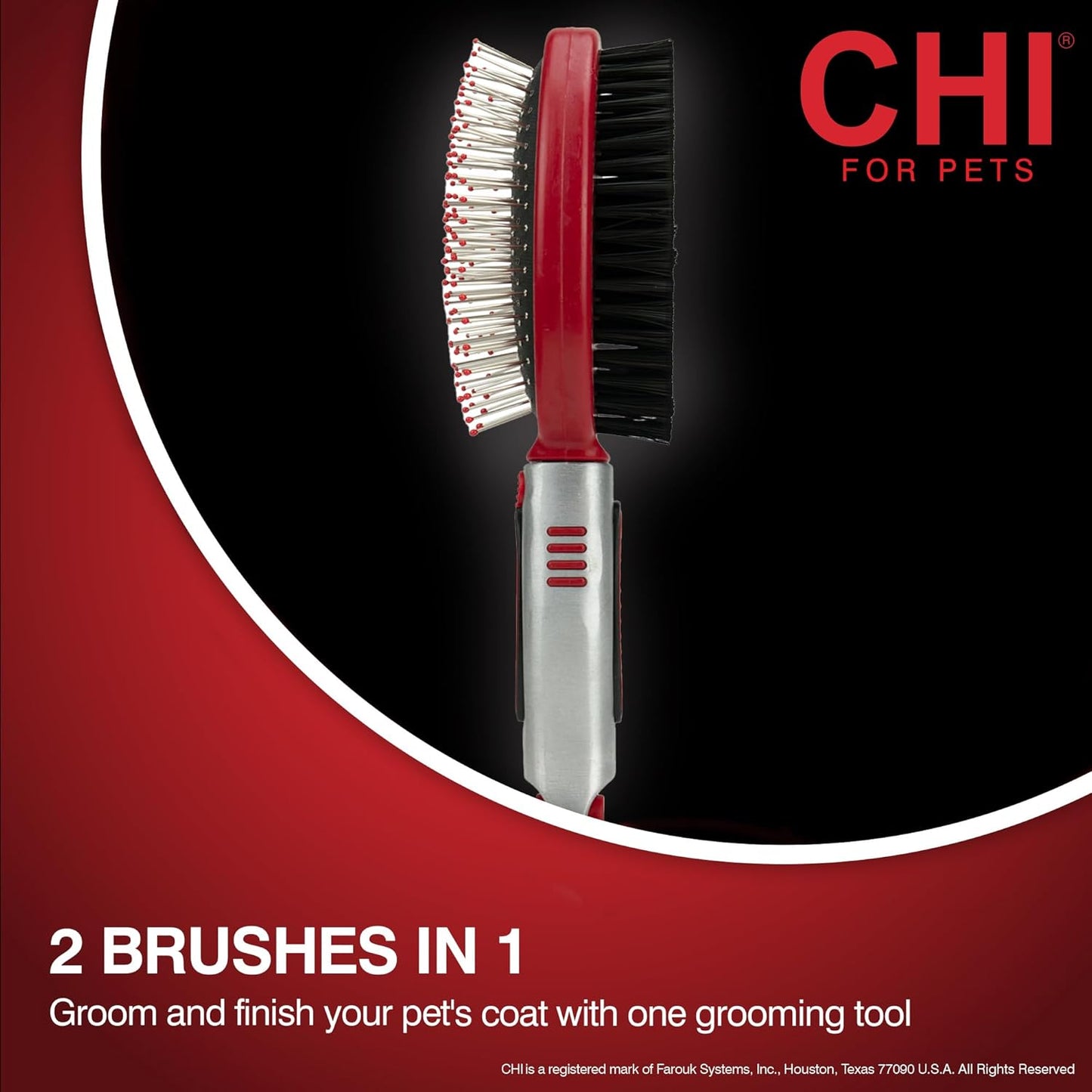 CHI for Dogs 2 in 1 Dematting and Deshedding Rake, Dual Head Dog Grooming Tool with Wide Tooth Dematting Rake and Fine Deshedding Rake, Detangler Comb for Thick Double and Long Dog Coat