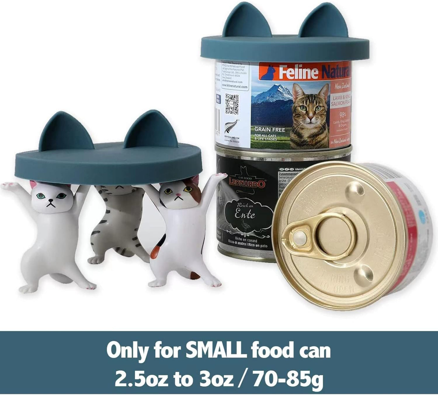 OHMO 2 Pack Cat Food Can Lids, Small Size (3 oz) Silicone Pet Food Can Lids Covers for 3 oz Cat Food Cans, Light Green