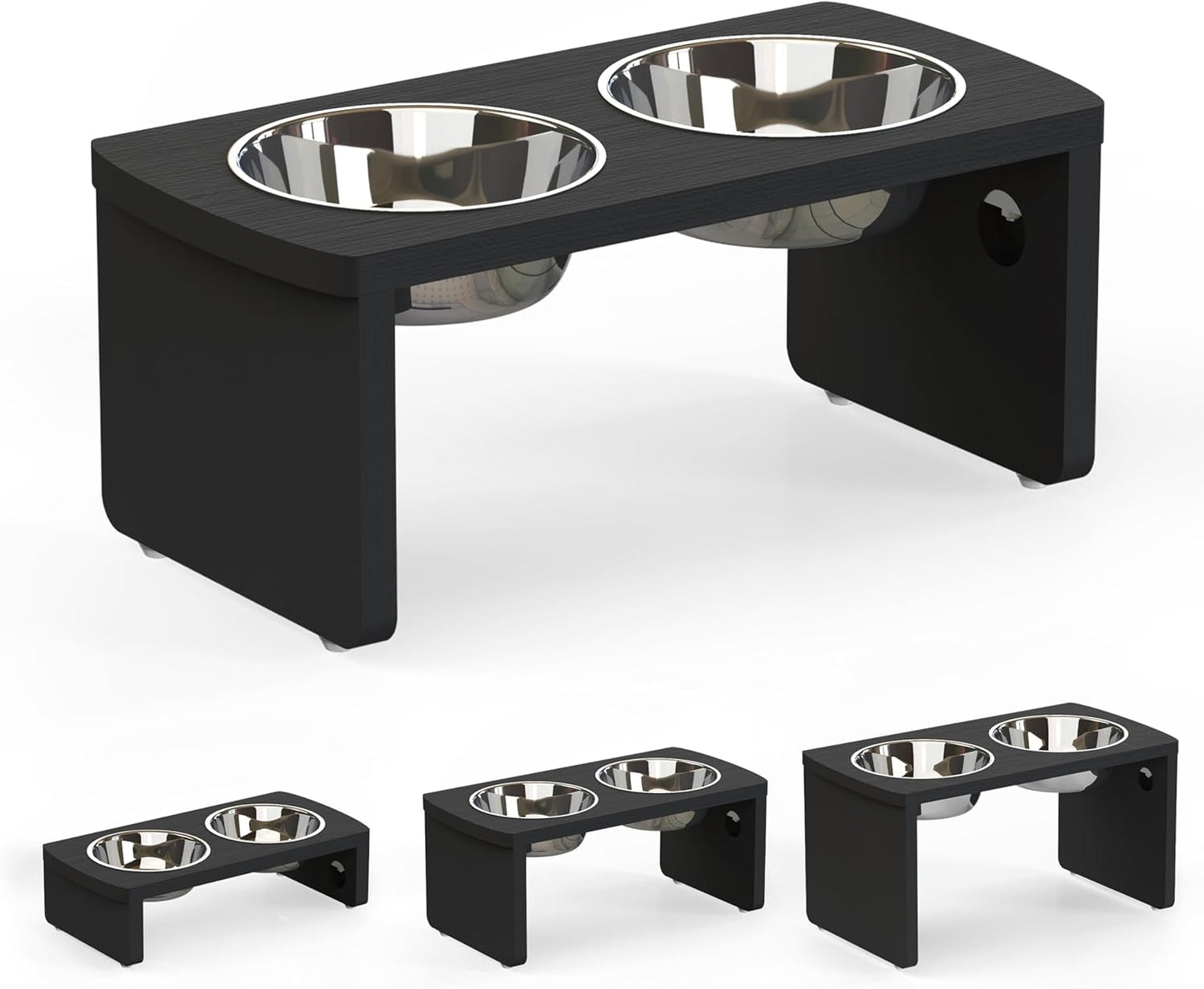 Elevated Dog Bowls, Bamboo Raised Dog Bowl for Medium Dogs, with 2 Stainless Steel Bowls (7'' Tall-40 oz Bowl)