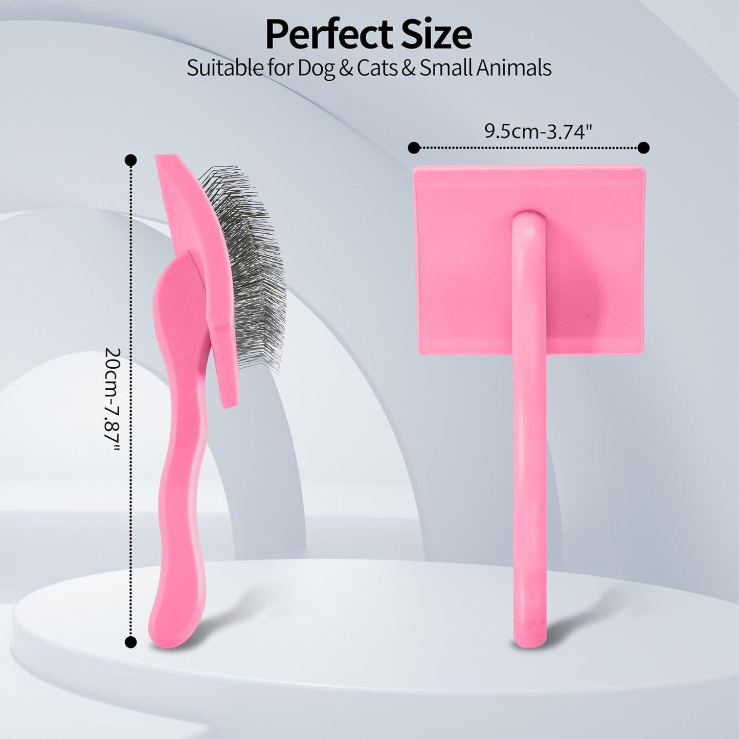 Pet Slicker Brush for Long & Short Hair - Detangling Tool for Dogs & Cats - 135° Angled Stainless Steel Pins, Curved Handle - Gentle Grooming for Small/Medium/Large Breeds (Lavender)