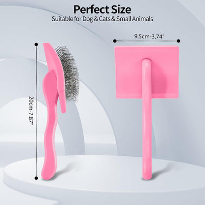 Pet Slicker Brush for Long & Short Hair - Detangling Tool for Dogs & Cats - 135° Angled Stainless Steel Pins, Curved Handle - Gentle Grooming for Small/Medium/Large Breeds (Lavender)