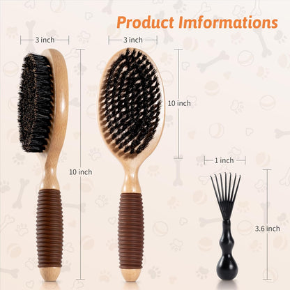 Dog Brush for Long Haired Dogs, 27mm Extra Long Metal Pin Dog Deshedding Brush and Comb Set, Short Haired Shedding Grooming Detail Pets Brush Set with Rubber Handle