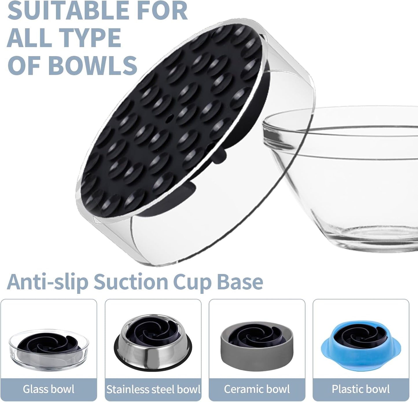 Slow Feeder Dog Bowls Insert, Bestalk Soft Silicone Slow Eating Feeder Insert with Suction Cups for Small, Medium and Large Dogs, Fit into Basic and Elevated Dog Bowls, Dark Blue