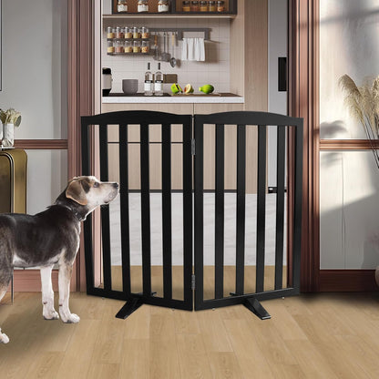 ZJSF Foldable Freestanding Indoor Dog Gate for House Wood White Long Pet Gates Dog Fence for Stairs Puppy Gates for Hallways,Pet Fence, Puppy Gate,Support Feet Included 24 "Height-3 Panels