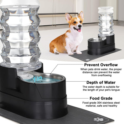 RIZZARI 8L Elevated Pet Water Dispenser – Stainless Steel Gravity Waterer with Auto-Refill Design for Medium and Large Dogs & Senior Pets -Comfortable Drinking Height for Living Rooms,Multi-Pet Homes