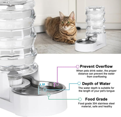 RIZZARI 8L Elevated Pet Water Dispenser – Stainless Steel Gravity Waterer with Auto-Refill Design for Medium and Large Dogs & Senior Pets -Comfortable Drinking Height for Living Rooms,Multi-Pet Homes