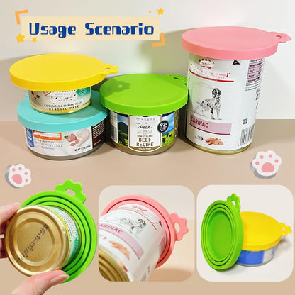2 Packs Dog Food Can Lids, Inner rings 2.6”/3”/3.4” Fits 3-15oz Standard Cans/Tins, Multi-Size cat food can lid, Silicone Can Covers for dog food cans, BPA Free, Reusable(Green/Cyan+1 spoon)