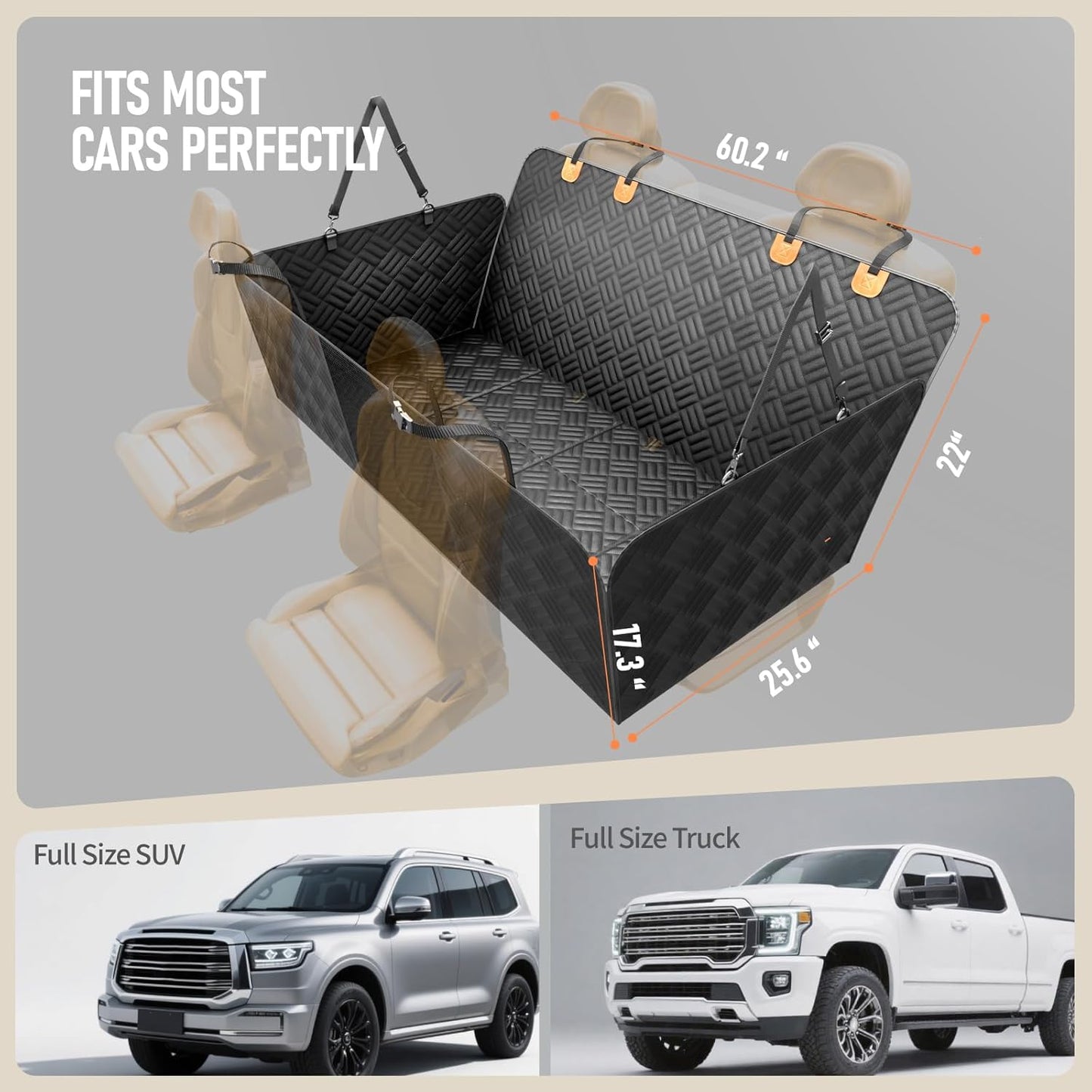 PROZAR Dog Car Seat Cover for Back Seat, Hard Bottom Back Seat Extender for Dog, Back Seat Pet Cover for Dogs - Supports 400lbs, Waterproof Heavy Duty Scratch Dog Hammock for Car SUV and Small Truck