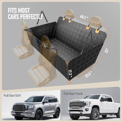 PROZAR Dog Car Seat Cover for Back Seat, Hard Bottom Back Seat Extender for Dog, Back Seat Pet Cover for Dogs - Supports 400lbs, Waterproof Heavy Duty Scratch Dog Hammock for Car SUV and Small Truck