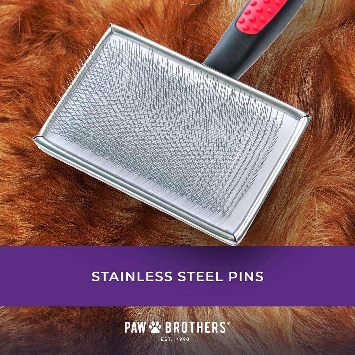 Ryan's Pet Supplies Paw Brothers Flat Slicker Brush for Dogs, Dog Brush for Long Haired Dogs, Professional Grade, Coated Tips, Gentle on Skin, Maximum Coverage, Extra Large