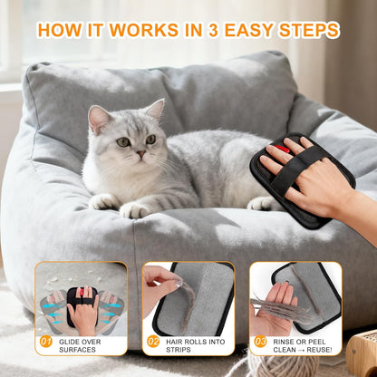 Pet Hair Removal Glove,Reusable Electrostatic Pet Hair Remover Glove,Washable Grooming Tool for Cats, Dogs, Furniture, Car Seats, & Carpets(2 Piece)