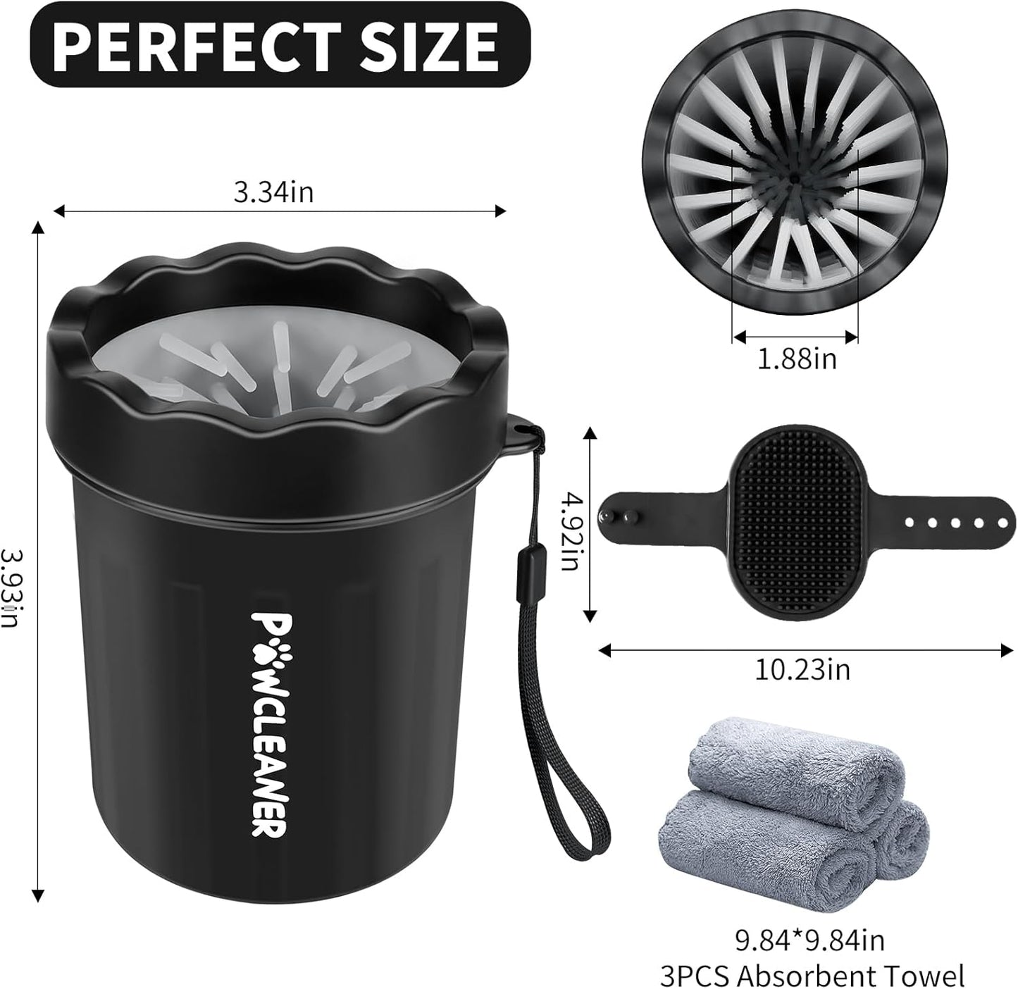 Professional 7 in 1 Dog Paw Cleaner for Dogs & Cats - Includes 1 Portable Paw Washer, 1 Bath Brush, 2 Dog Toothbrushes and 3 Absorbent Towels Note: Fits Paws up to 2 Inches Wide (Small, Blue)
