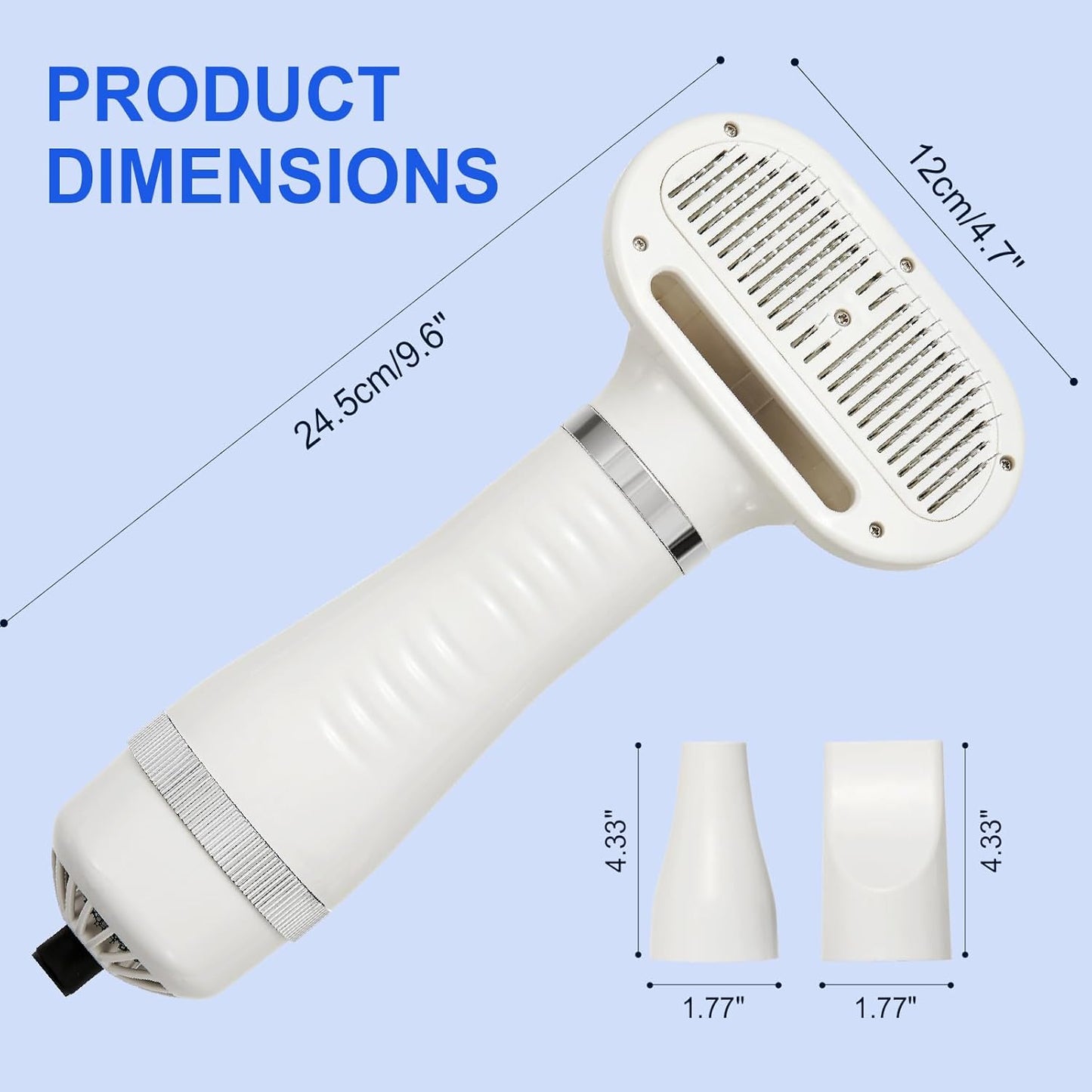 3-in-1 Pet Hair Dryer Brush for Dogs & Cats – Portable Blower & Slicker Brush, Adjustable Temperature, Overheat Protection