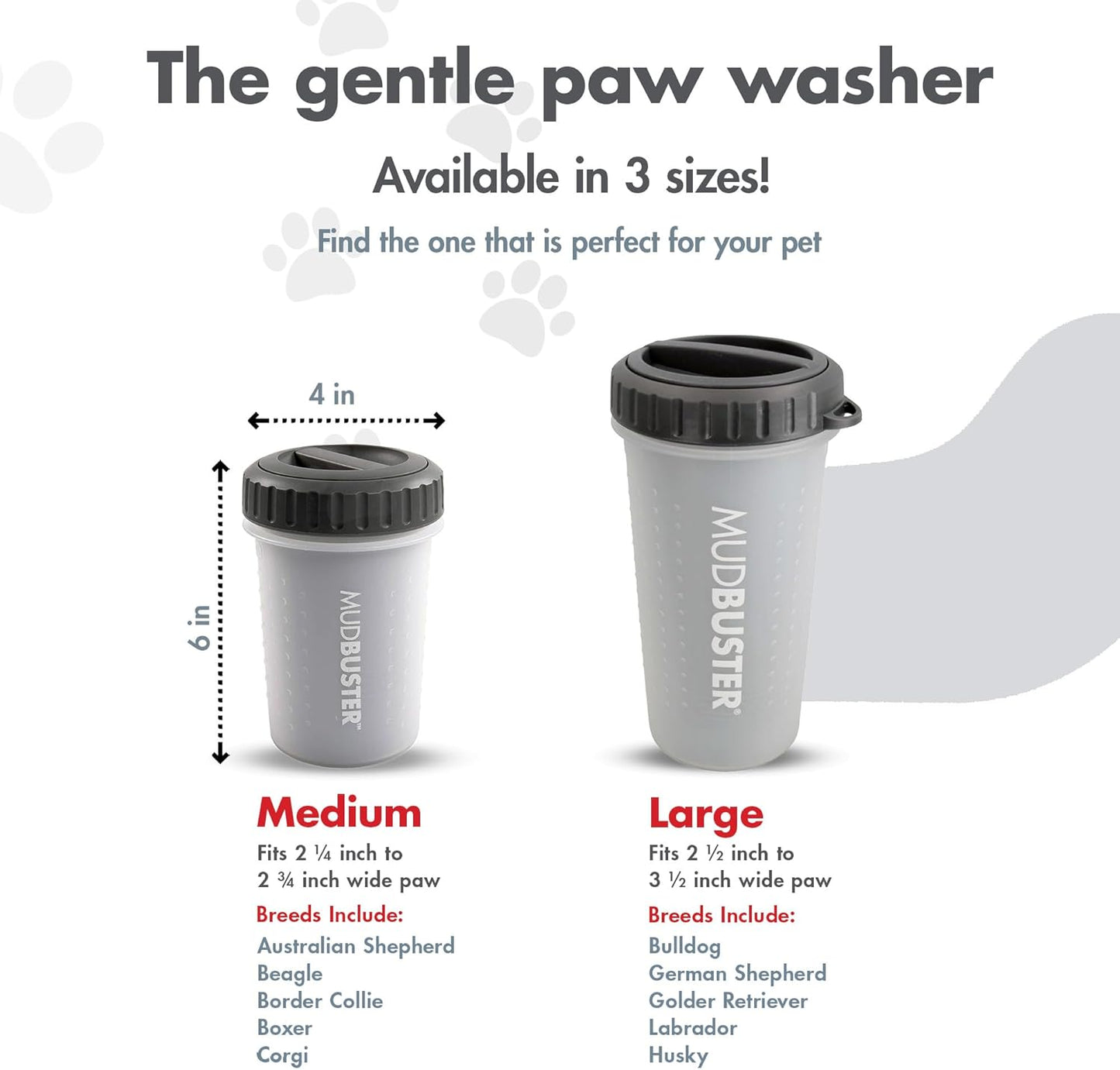 Dexas MudBuster Medium Dog Paw Cleaner in Fuchsia - Fits 1.5"-2.5" Wide Paws, Portable Paw Washer for Muddy Paws, Dog Paw Cleaning Cup with Gentle Silicone Bristles, Quick Clean Pet Paw Washer