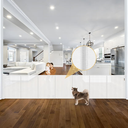 Reinforced 42" Tall Retractable Dog Gate, 155" Extra Long Retractable Baby Gate with Support Rods - Prevent Crawling Under, Indoor/Outdoor Retractable Gate Extra Tall Baby Gate Retractable Fence/Black