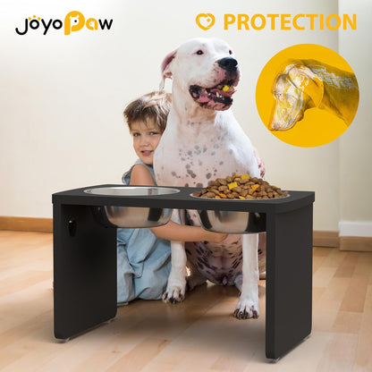 Elevated Dog Bowls, Bamboo Raised Dog Bowl for Medium Dogs, with 2 Stainless Steel Bowls (7'' Tall-40 oz Bowl)