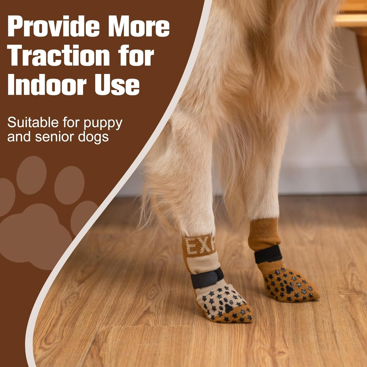 EXPAWLORER Anti Slip Dog Socks to Prevent Licking Paws, Dog Shoes for Hot Pavement Walk, Dog Booties for Hardwood Floors, Dog Boots & Paw Protectors with Grippers for Small Medium Large Senior Dogs M