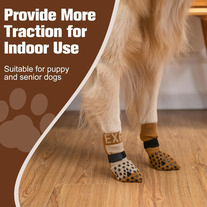 EXPAWLORER Anti Slip Dog Socks to Prevent Licking Paws, Dog Shoes for Hot Pavement Walk, Dog Booties for Hardwood Floors, Dog Boots & Paw Protectors with Grippers for Small Medium Large Senior Dogs M