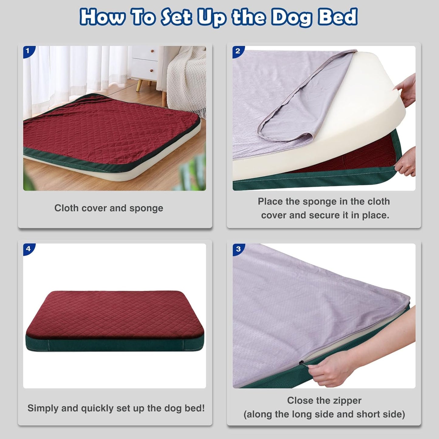 Large Dog Bed, High Density Foam, Good Resilience for Enough Cushion to Large Dogs Such as Great Dane, 47 * 39 Inches Widen Pet Bed, Non Slip Bottom with Removable Washable Cover