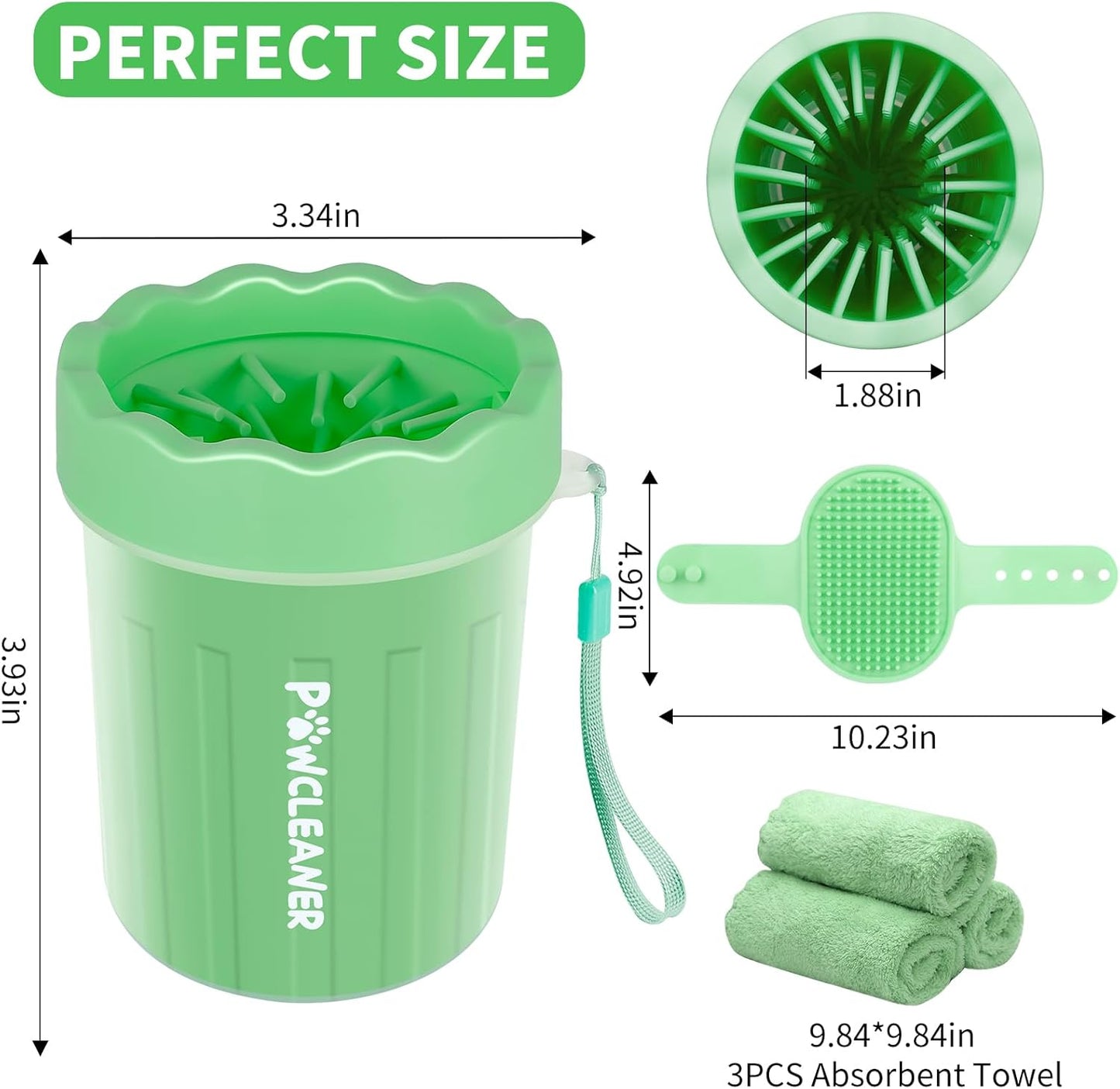 Professional 7 in 1 Dog Paw Cleaner for Dogs & Cats - Includes 1 Portable Paw Washer, 1 Bath Brush, 2 Dog Toothbrushes and 3 Absorbent Towels Note: Fits Paws up to 2 Inches Wide (Small, Blue)