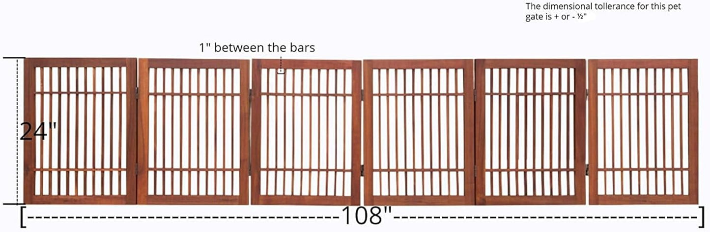 Urnporium Freestanding Wooden Dog Gate for Doorways – Foldable Acacia Wood Pet Gate, No Drill Portable Indoor/Outdoor Puppy Fence Barrier (White Pet Gate, 3 Panel 24" Tall)