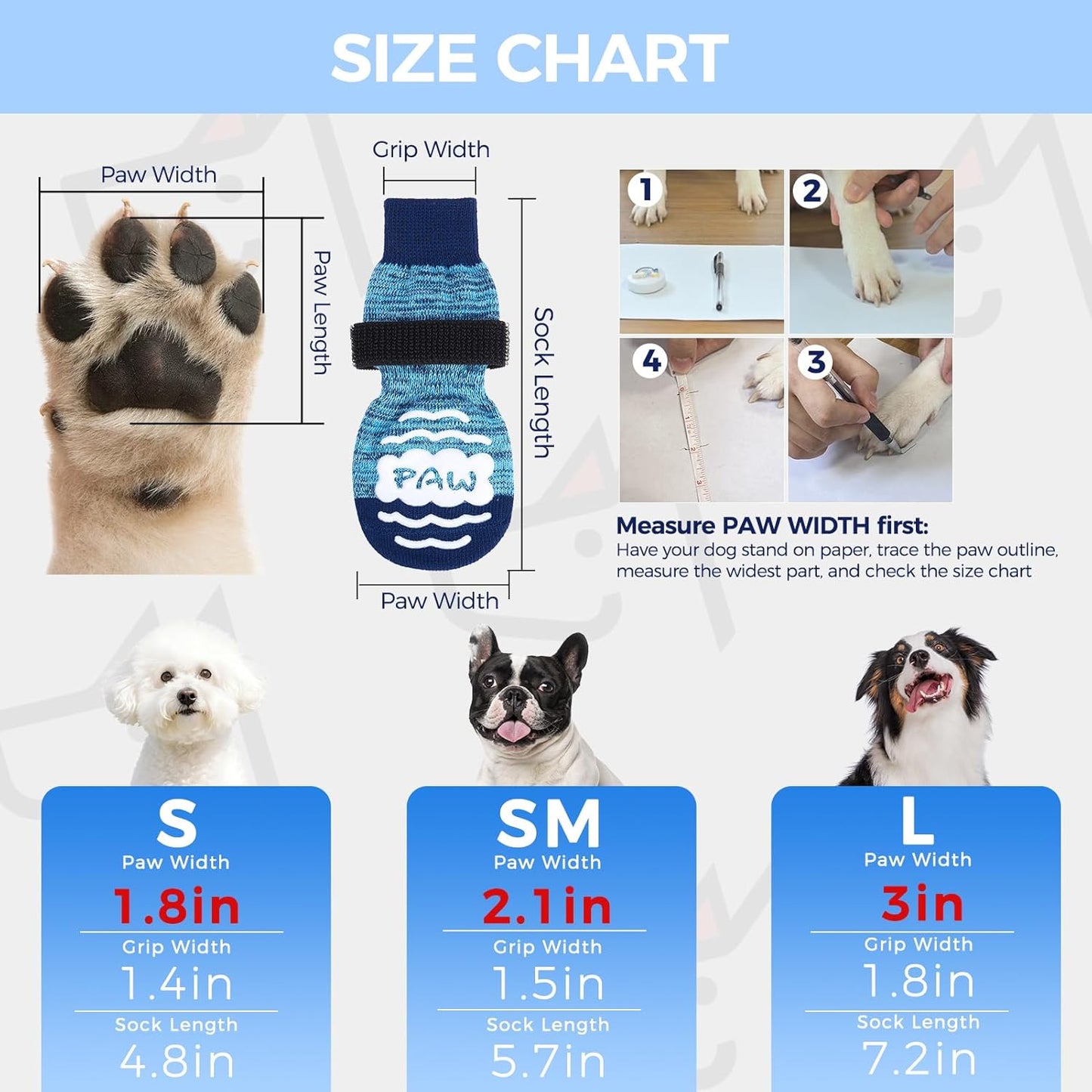 BINGPET Dog Socks to Prevent Licking Paws -Dog Shoes for Hot Pavement,Extra-Thick Grippy Dogs Sock for Hardwood Floors Anti-Slip,4Pcs All-Weather Boots Paw Protector for Small Medium Large Senior Dogs
